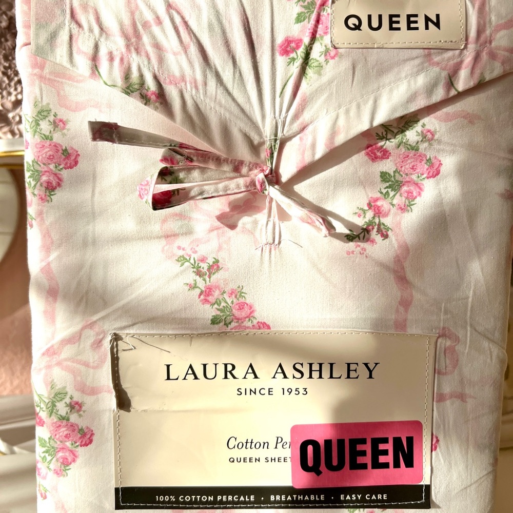 Laura Ashley Pink Floral Queen Sheet Set